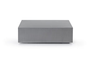 VIG Furniture Anvil Brushed Stainless Steel Coffee Table – 35" Square Low-Profile Modern Centerpiece For Home & Office VGVCCT8368-S