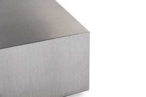 VIG Furniture Anvil Brushed Stainless Steel Coffee Table – 35" Square Low-Profile Modern Centerpiece For Home & Office VGVCCT8368-S