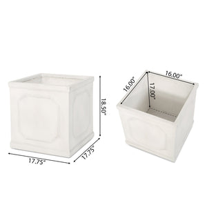 English Elm Mgo Handcrafted Square Outdoor Planter Artisan Magnesium Oxide Patio Garden Pot 63416.00WHI