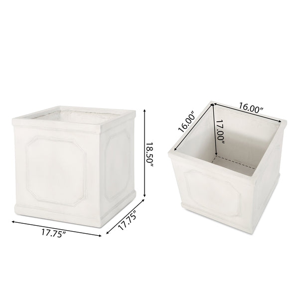 English Elm Mgo Handcrafted Square Outdoor Planter Artisan Magnesium Oxide Patio Garden Pot 63416.00WHI