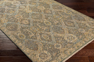 Surya Anatolia 10' X 14' Luxurious Handmade Wool Rug - Timeless Elegance With Unique Fringe Detail! Medium Green Wool Any2302-1014
