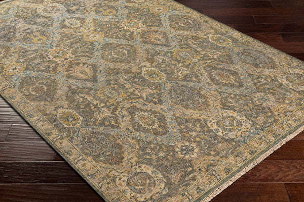 Surya Anatolia 10' X 14' Luxurious Handmade Wool Rug - Timeless Elegance With Unique Fringe Detail! Medium Green Wool Any2302-1014