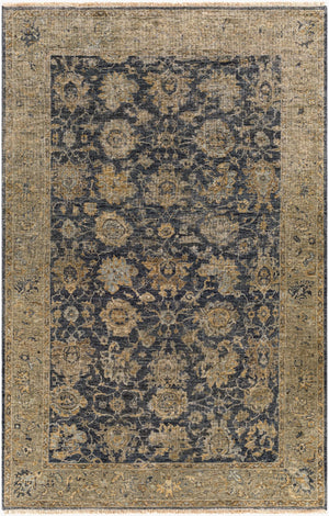 Surya Anatolia 10' X 14' Luxurious Handmade Wool Rug - Timeless Elegance With Unique Fringe Detail! Black Wool Any2304-1215