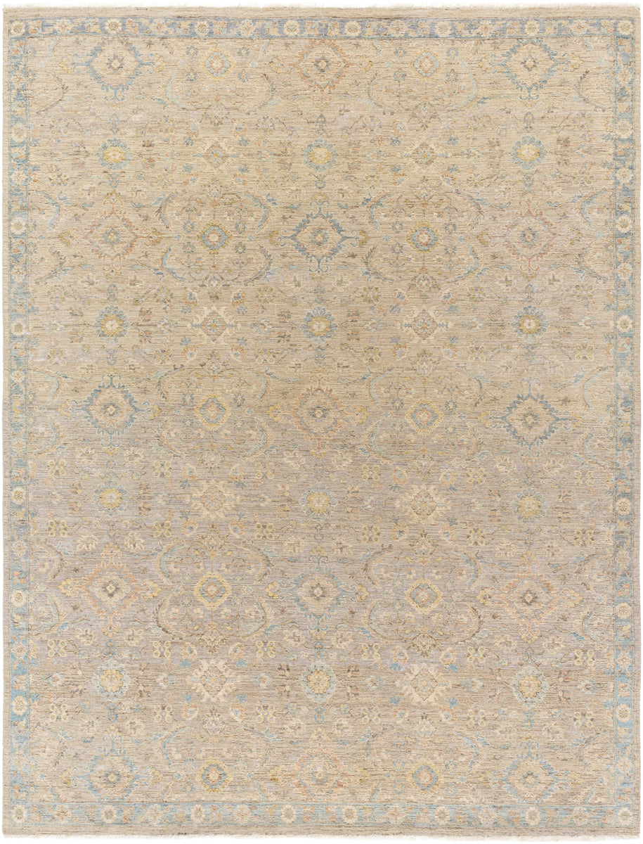 Anatolia ANY-2308 8' x 10' Handmade Rug ANY2308-810  Light Beige, Tan, Light Brown, Denim Surya