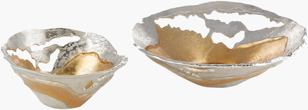 Surya Ambrosia Modern Decorative Accent Bowl - Durable Aluminum, Contemporary Design For Home & Office Decor Gold Aluminum Aoa-003