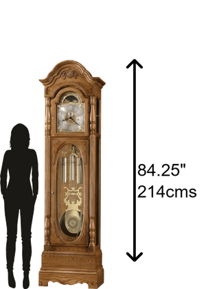 Hekman Furniture 611044 Schultz Grandfather Clock - Exquisite Golden Oak Design With Triple-chime Movement & Heirloom Features Golden Oak Schultz Grandfather Clock 611044