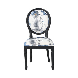 English Elm Christopher Knight Home® - ROUND Round Back Chair Set with French Country Fabric, Floral & Chevron Accents, Rubberwood Legs Blue+Multi 62529.00PRT