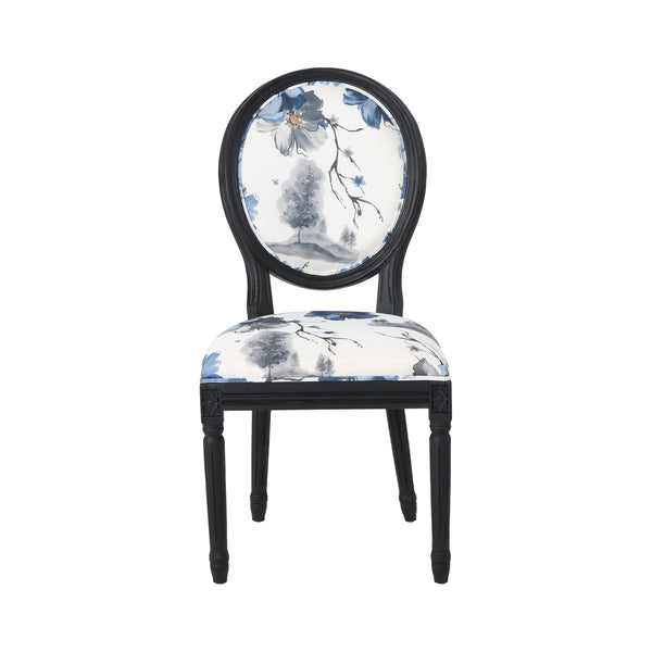 English Elm Christopher Knight Home® - ROUND Round Back Chair Set with French Country Fabric, Floral & Chevron Accents, Rubberwood Legs Blue+Multi 62529.00PRT