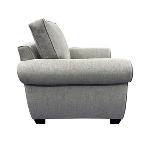 Porter Designs Porter Oasis Overstuffed Transitional Chair – Luxurious Gray Linen With Floral Accent Pillows Gray Fabric 01-207-03-6329