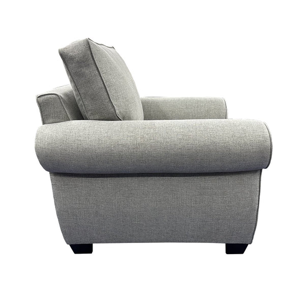 Porter Designs Porter Oasis Overstuffed Transitional Chair – Luxurious Gray Linen With Floral Accent Pillows Gray Fabric 01-207-03-6329