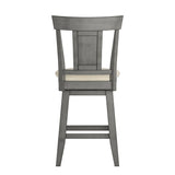 Homelegance By Top-Line Juliette Panel Back Counter Height Wood Swivel Chair Grey Rubberwood