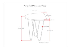 English Elm Patrice Handcrafted Mango Wood Accent Table with Gold Hairpin Legs — Natural Finish, Modern Chic B136P158987