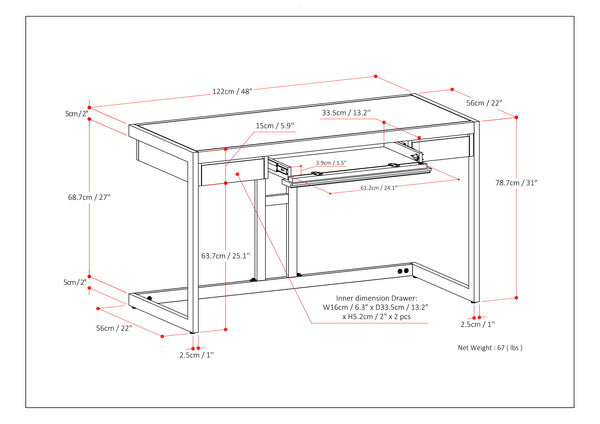 English Elm Erina Small Desk - Handcrafted Rustic Acacia Wood With Metal Frame - Stylish Workspace Solution B136P158631
