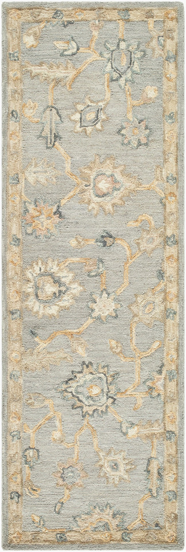 Livabliss Arnold Hand Tufted Wool Area Rug Traditional Design for Living Room and Dining Pewter, Ivory 2'6" x 8' AOD2303-268