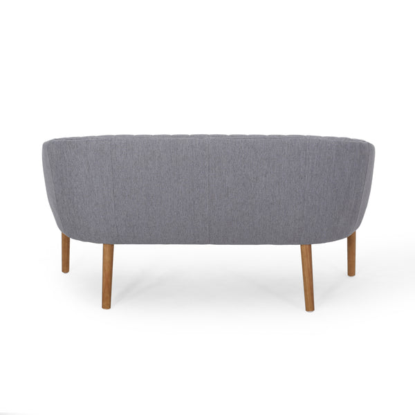 English Elm Loveseat Mid-century Modern Channel Tufted Upholstered Sofa with Rubberwood Tapered Legs 65780.00FCHAR