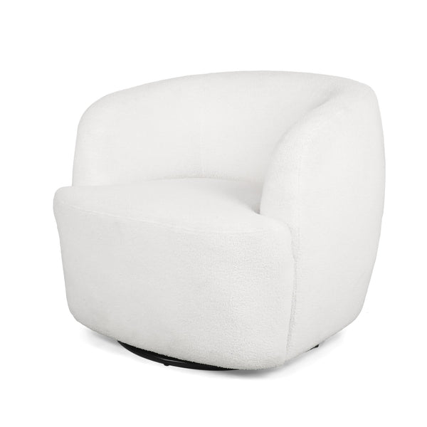 English Elm Christopher Knight Home® - Swivel Upholstered Accent Chair with Plush Fabric Comfort and 360° Rotation for Living Rooms White 74240.00WHI