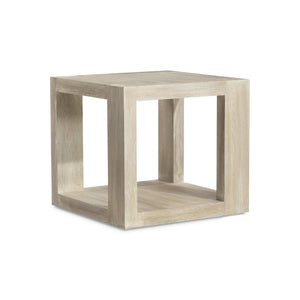 Bernhardt Bernhardt Darsa Sculptural Side Table With Asymmetrical Legs, Wire-Brushed Oak, Dual Shelves, 24" 507122