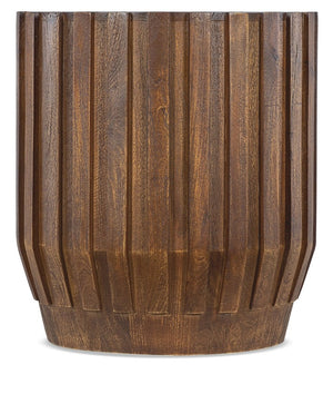 Hooker Furniture Commerce Mango Gear End Table — Ribbed Solid Mango Wood Round Accent Table, Natural Medium Finish, 22" 7228-80212-85
