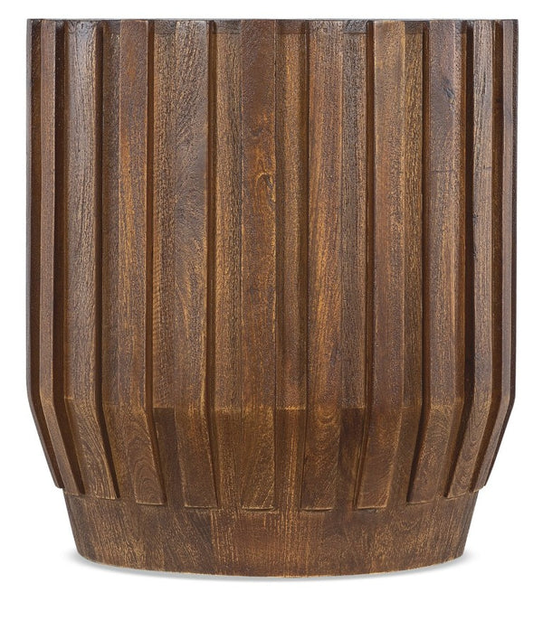 Hooker Furniture Commerce Mango Gear End Table — Ribbed Solid Mango Wood Round Accent Table, Natural Medium Finish, 22" 7228-80212-85