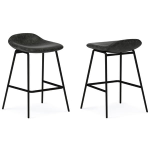 English Elm Dafney Counter Height Stools Set Of 2 - Stylish Distressed Charcoal Grey For Modern Spaces B136P158580
