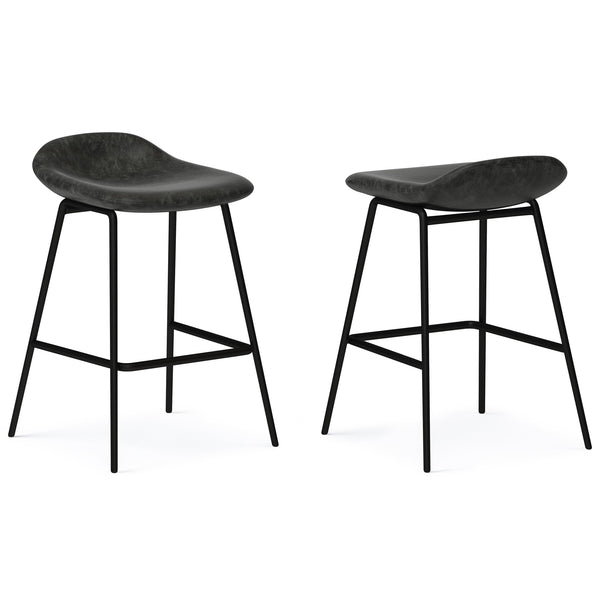 English Elm Dafney Counter Height Stools Set Of 2 - Stylish Distressed Charcoal Grey For Modern Spaces B136P158580