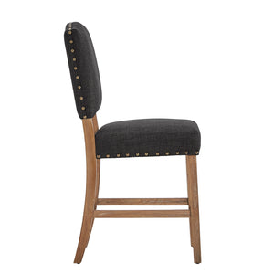 Homelegance By Top-Line Nicklaus Premium Nailhead Upholstered Counter Height Chairs (Set of 2) Light Natural Wood