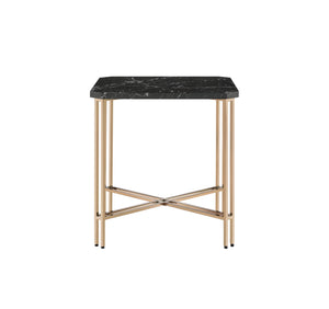 English Elm Steve Silver - Daxton - Square End Table With Faux Marble Top - Black