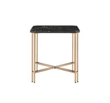 Steve Silver Daxton Black Square End Table with Faux Marble Top, 22x22x24 Dimensions