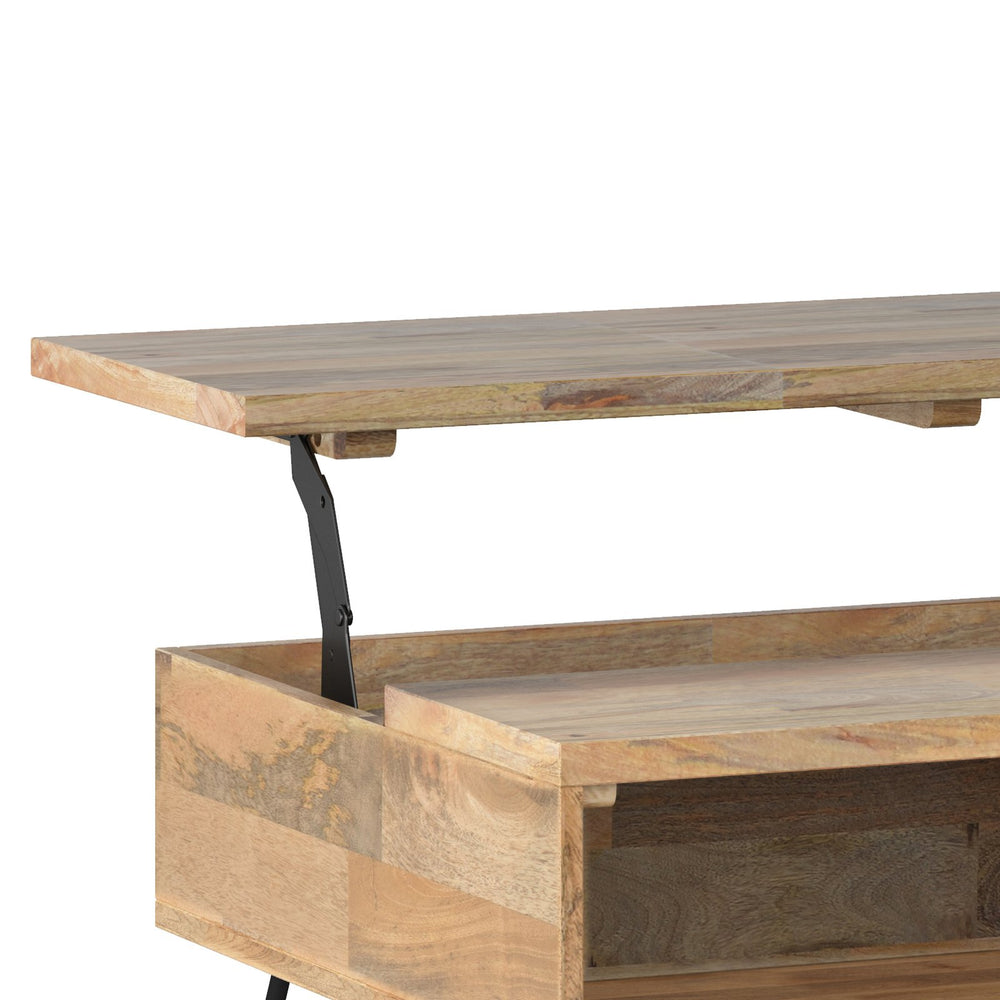 English Elm Hunter Small Lift Top Coffee Table - Handcrafted Mango Wood With Industrial Design & Storage Solutions B136P158744