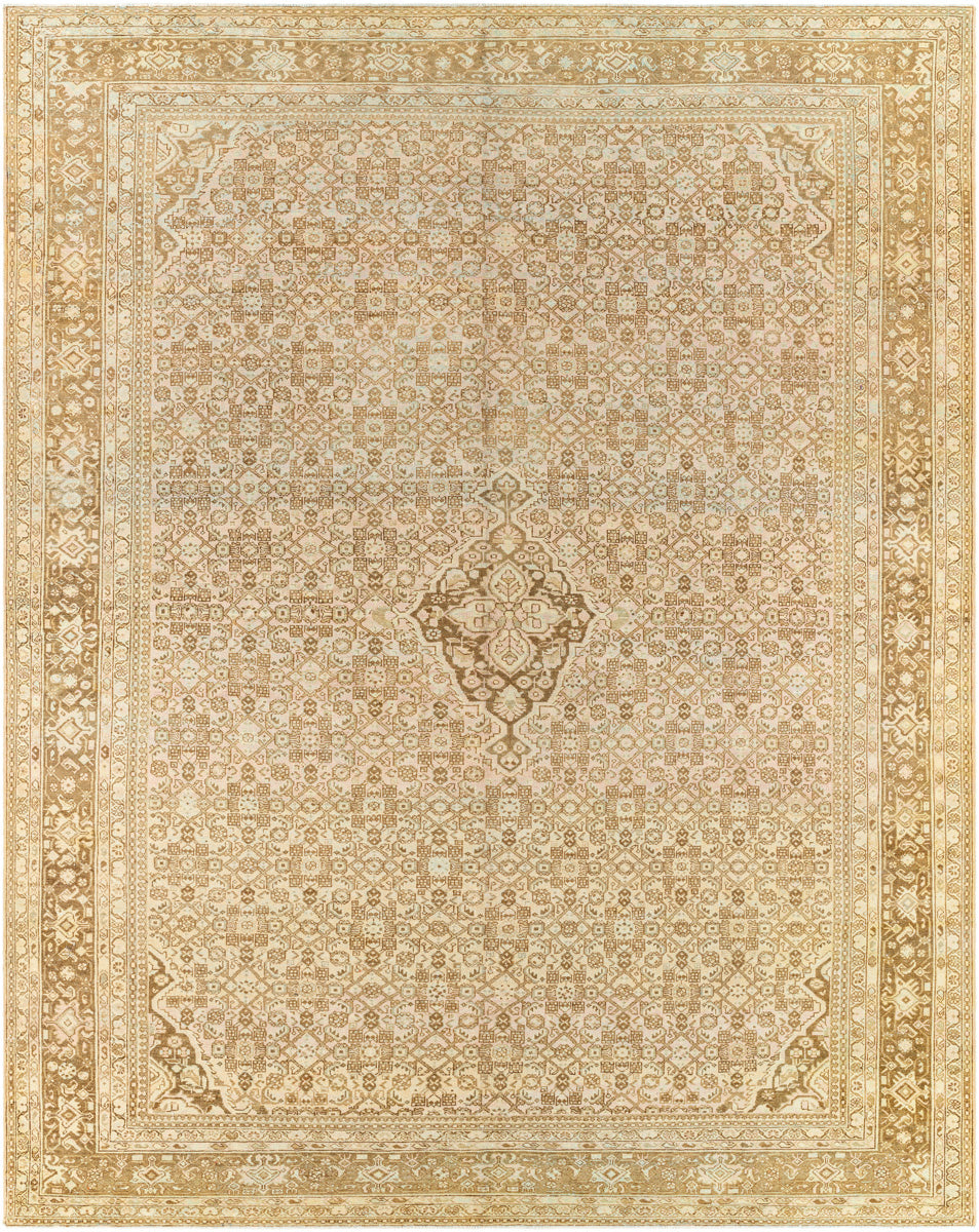 Antique One of a Kind AOOAK-1070 10'5" x 13' Handmade Rug AOOAK1070-10513  Natural, Khaki, Camel, Light Wood Surya