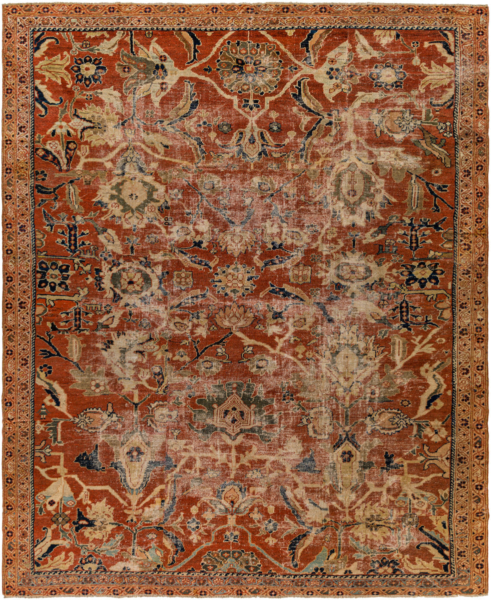 Antique One of a Kind AOOAK-1136 9'4" x 11'5" Handmade Rug AOOAK1136-94115  Dark Brown, Brick, Clay, Camel Surya