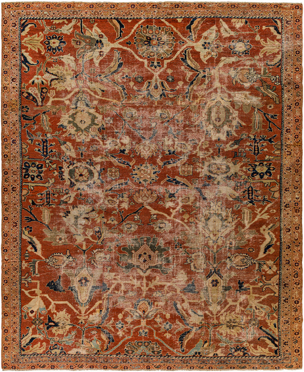 Antique One of a Kind AOOAK-1136 9'4" x 11'5" Handmade Rug AOOAK1136-94115  Dark Brown, Brick, Clay, Camel Surya