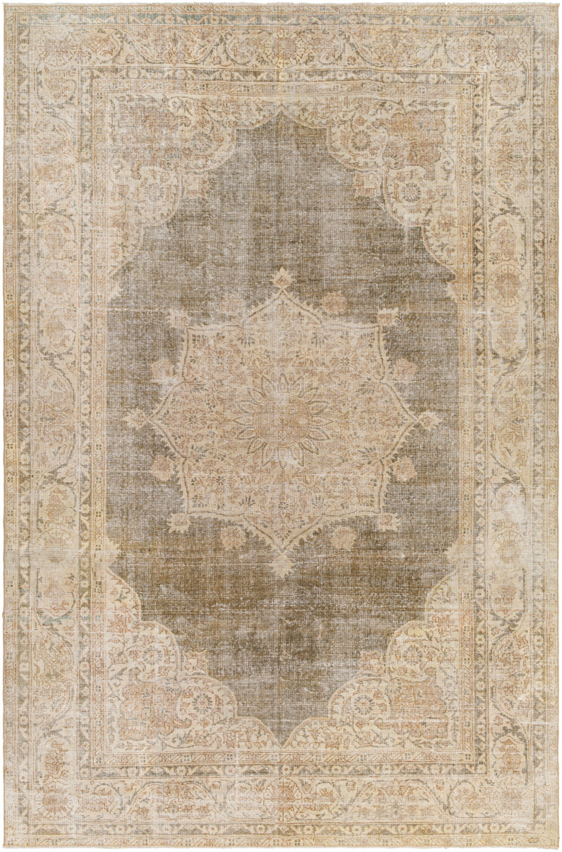 Antique One of a Kind AOOAK-1165 6'11" x 10'1" Handmade Rug AOOAK1165-61110  Slate Grey Taupe, Khaki, Sage Surya