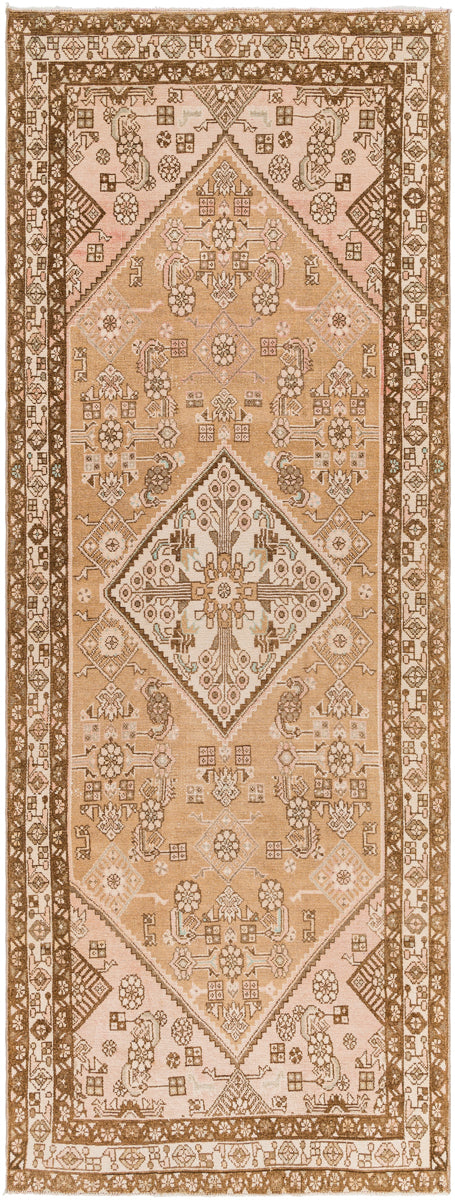 Antique One of a Kind AOOAK-1211 3'8" x 9'9" Handmade Rug AOOAK1211-3899  Khaki, Rose Gold, Natural, Clay, Brick Surya