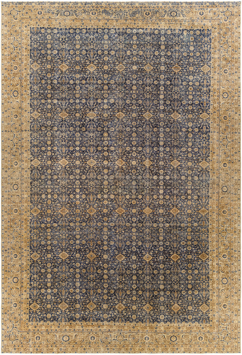 Antique One of a Kind AOOAK-1262 9'4" x 13'9" Handmade Rug AOOAK1262-94139  Camel, Dark Grey, Grey, Slate Blue, Eggplant Surya