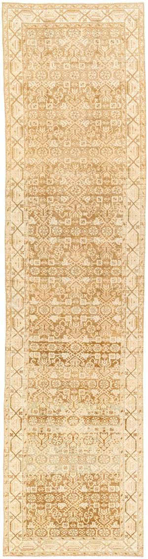 Antique One of a Kind AOOAK-1569 3'4" x 13'2" Handmade Rug AOOAK1569-34132  Desert Tan, Tan, Natural, Wheat, Light Wood, Camel Surya