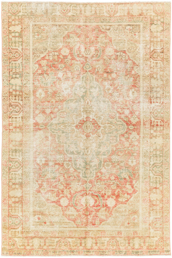 Antique One of a Kind AOOAK-1580 4'3" x 6'2" Handmade Rug AOOAK1580-4362  Desert Tan, Tan, Pearl, Light Wood Surya