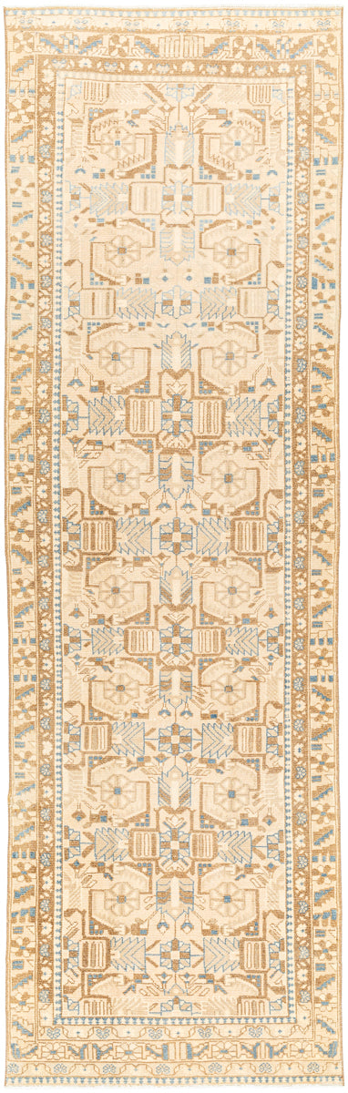 Antique One of a Kind AOOAK-1599 3'6" x 9'9" Handmade Rug AOOAK1599-3699  Pearl, Desert Tan, Khaki, Pale Slate, Camel Surya