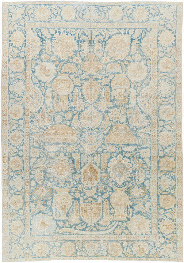 Antique One of a Kind AOOAK-1646 7'2" x 10'7" Handmade Rug AOOAK1646-72107  Ash, Light Grey, Pewter, Khaki, Metallic - Silver Surya