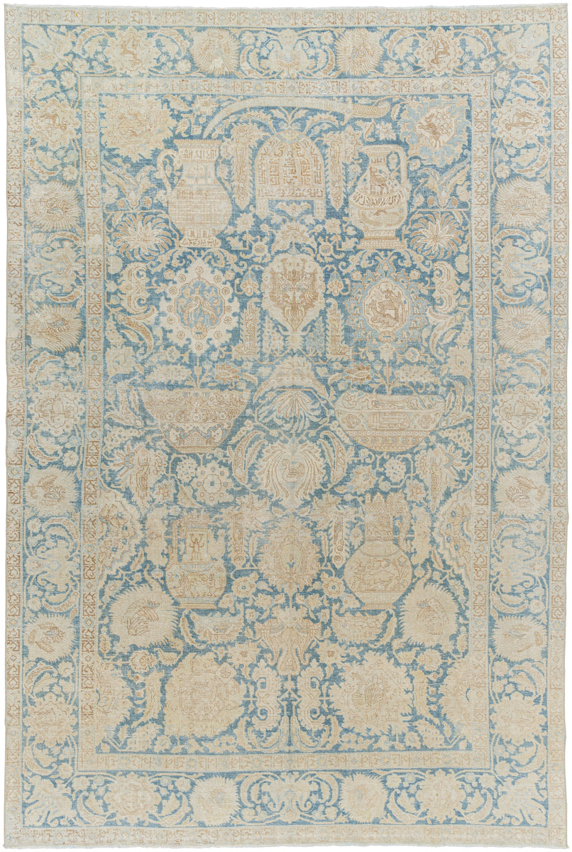 Antique One of a Kind AOOAK-1748 7'2" x 10'8" Handmade Rug AOOAK1748-72108  Ash, Metallic - Silver, Pewter Surya