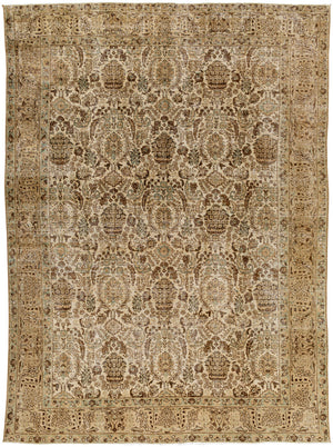 Antique One of a Kind AOOAK-1760 7'4" x 10'2" Handmade Rug AOOAK1760-74102  Camel, Grey, Khaki, Brick, Dark Brown Surya
