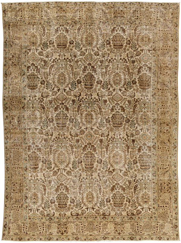 Antique One of a Kind AOOAK-1760 7'4" x 10'2" Handmade Rug AOOAK1760-74102  Camel, Grey, Khaki, Brick, Dark Brown Surya