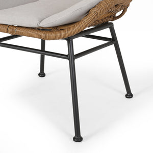 English Elm Christopher Knight Home® - Frazer Woven Rattan Patio Chairs Set of 2 with Water-Resistant Cushions and Durable Iron Frame Beige+Brown 65489.00LBRN