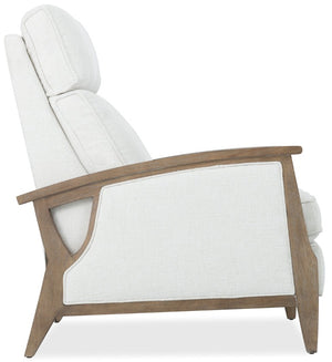 Hooker Furniture Ward Favara Ivory Power Recliner With Usb, Light Wood Frame, Bustle Back, Stain-Resistant Fabric RC848-PH-403