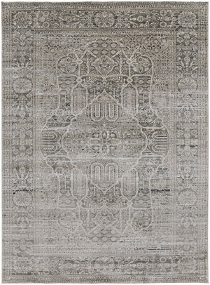 Feizy Rugs Macklaine Polyester/Polypropylene Machine Made Bohemian & Eclectic Rug Gray/Silver/Taupe 9'-2" x 12'