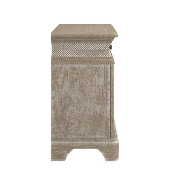 A.R.T. Furniture Summer Creek Open Nightstand In Scrubbed Oak - Stylish Storage With Usb Chargers & Unique Design Scrubbed Oak Flakey Cathedral Oak Veneer,Parawood Solids 251141-1303