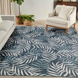 Nourison Garden Oasis GOA01 Machine Made Power-loomed Borderless Design Indoor/Outdoor Tropical Outdoor Rug Navy, Navy 100% Polypropylene 99446959126