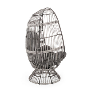 English Elm Christopher Knight Home® - RESEDA Swivel Egg Chair with Faux Rattan Basket, Water-Resistant Cushion, Handcrafted Comfort Grey+Taupe 67931.00TPDGRY