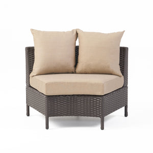 English Elm Christopher Knight Home® - PT LIMON SINGLE SOFA Curved Armless Outdoor/Indoor Faux Rattan Chairs with Water-Resistant Cushions and Heavy-Duty Iron Frame Dark Brown 54786.00