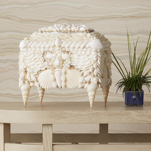 Boardwalk Exquisite Victorian Shell Jewelry Box with Handmade Coastal Design for Elegant Storage